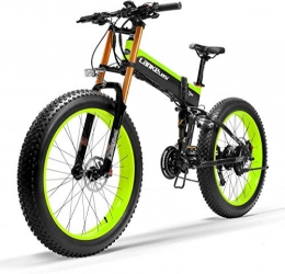Oulida Electric Bike Electric bicycle, 1000W foldable electric bicycle speed 27 * 26 4.0 5 PAS fat bicycle hydraulic disc brake 48V 10Ah rechargeable lithium battery, Pedelec (dark green upgrade, 1000W + 1 spare battery)