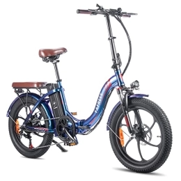 Fafrees  Fafrees Electric Bike, 20" Folding Electric Bikes for Adults, 36V 18Ah / 648Wh Removable Battery Ebike 120-150KM Mileage Pedal Assist MTB, 3.0" Fat Tire Electric Bike for Man Women, F20 Pro Blue