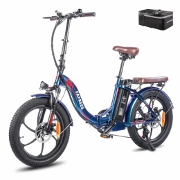 Fafrees  Fafrees F20 PRO Electric Bicycle, 20 * 3.0 Inch Fatbike Folding Electric Bike, 250W Electric Mountain Bike, 36V / 18A Removable Battery, Unisex Adult ebike (Blue)