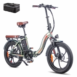 Fafrees  Fafrees F20 PRO Electric Bicycle, 20 * 3.0 Inch Fatbike Folding Electric Bike, 250W Electric Mountain Bike, 36V / 18A Removable Battery, Unisex Adult ebike (Green)