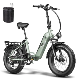 Fafrees  Fafrees FF20 Polar Fatbike E Bike Men's 20 Inch 48V 10.4Ah*2 Batteries UK Plug, Women's e-bicycle 160KM, Ebike Shimano 7S Electric Bikes Mountain Bike 150kg (Green)
