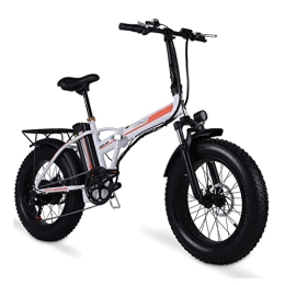 FMOPQ Electric Bike FMOPQ Women 500W Electric BikeFoldable Small Wheels 4.0 Fat Tire 48V ?Lithium Battery Booster Electric Bicycle Beach Folding (Color : 20 inches Black) (20 Inches White)
