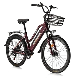 Hyuhome Electric Bike Hyuhome 26" Electric Bike for Adult, Mountain E-Bike for Men, Electric Hybrid Bicycle All Terrain, 36V Removable Lithium Battery Road Ebike, for Cycling Outdoor Travel Work Out (brown-02, 36V 10A)