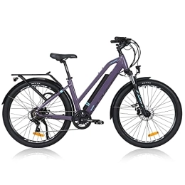 Hyuhome Bike Hyuhome Electric Bikes for Adult Mens Women, 27.5" E-MTB Bicycles Full Terrain 36V 12.5Ah Mountain Ebikes, BAFANG Motor Shimano 7-Speed Double Disc Brakes for Outdoor Commuter (Purple, 820L)