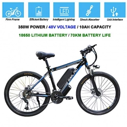 Hyuhome Electric Bike Hyuhome Electric Bycicles for Men, 26" 48V 360W IP54 Waterproof Adult Electric Mountain Bike, 21 Speed Electric Bike MTB Dirtbike with 3 Riding Modes, black blue