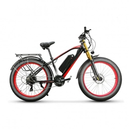 LIU Bike Liu Electric Bike for Adults 750W 26 Inch Fat Tire, Electric Mountain Bicycle 48V 17ah Battery, Full Suspension E Bike (Color : Black red)