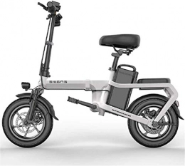 min min Bike min min Bike, Folding Electric Bike for Adults 6-15Ah 350W 48V Max Speed 25 Km / H with Full Perspective LCD Display 14 Inch Tire E-Bikes for Men Women Ladies (Color : White, Size : 100KM)