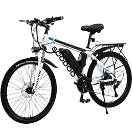 SOODOO  SOODOO Electric Bike 26'' for Adults, Electric Mountain Bicycle with Rechargeable and Removable 36V 13AH Lithium-Ion Battery, Mountain Ebikes with 27 Speed Transmission Gears, MTB for Men Women-White