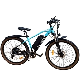 SOODOO Electric Bike SOODOO Electric Bike 27.5'' for Adults, Electric Mountain Bicycle with Rechargeable and Removable 36V 13AH Lithium-Ion Battery, Ebikes with Shimano 7 Speed Transmission Gears, MTB for Men Women -Blue