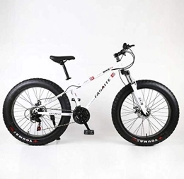 G.Z Fat Tyre Bike G.Z Snow Bike, Carbon Steel Mountain Bike, 24 Inch 26 Inch Multi-Speed Adjustable Student Bike Road Bike, White, 26 inches