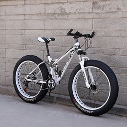 LHQ-HQ Bike LHQ-HQ Adults Mountain Trail Bike, 26" Fat Tire, 27 Speed, High-Carbon Steel Frame, Dual-Suspension, ​Shimano Shift Kit, Loading 200Kg, A