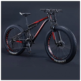 NZKW Fat Tyre Bike NZKW 24 Inch Fat Tire Hardtail Mountain Bike for Men and Women, Dual-Suspension Adult Mountain Trail Bikes, All Terrain Bicycle with Adjustable Seat & Dual Disc Brake, Black, 30 Speed