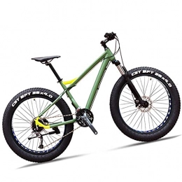 NZKW Bike NZKW 26 Inch Fat Tire Hardtail Mountain Bike for Adults Men Women, 27 Speed Front Suspension Mountain Trail Bike with Dual Hydraulic Disc Brake, All Terrain Anti-Slip Mountain Bicycle, Green
