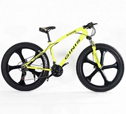 IMBM Bike Teens Mountain Bikes, 21-Speed 24 Inch Fat Tire Bicycle, High-carbon Steel Frame Hardtail Mountain Bike with Dual Disc Brake (Color : Yellow, Size : 5 Spoke)