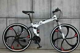 ATC Folding Bike ADULT BIKE 21 SPEED 26" MTB ALUMINIUM FOLDING FRAME FULL SUSPENSION BICYCLE (White)