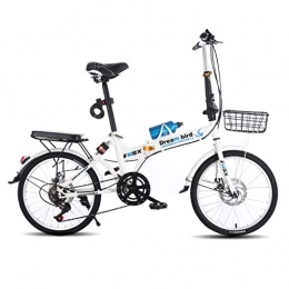 WLGQ Folding Bike Bicycle Folding Bicycle 20 Inch Men And Women Disc Brakes Speed Bicycle Damping Adult Lightweight Bicycle (Color : BLACK, Size : 150 * 30 * 100CM)