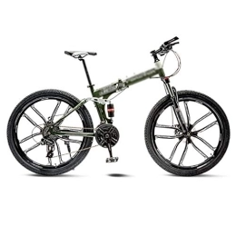  Folding Bike Bicycle Green Mountain Bike Bicycle 10 Spoke Wheels Folding 24 / 26 Inch Dual Disc Brakes (21 / 24 / 27 / 30 Speed) Men's bicycle (Color : 30 speed, Size : 24inch)