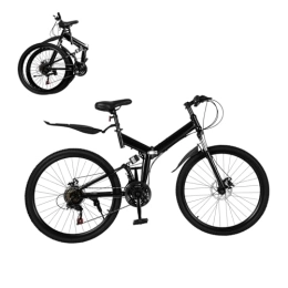 Chynalys Bike Chynalys 26'' Wheels Adult Mountain Bike Bicycles 21 Speed Folding Bikes Bicycle for Adults with Double Disc Brakes, High Carbon Steel Full Suspension Adjustable Height for Mens / Womens Riding