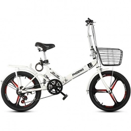 DERTHWER Bike DERTHWER foldable bicycle Young Adult 20-inch Ultra-lightweight Variable Speed Commuter Bicycle Folding Bike Carrying Small Mini Same Style Variable Speed Shock Absorption White