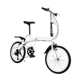 DSYOGX 20 Inch Folding Bike, Adult Folding Bike with 6 Speed Bicycle Double V-Brake Folding Bicycle for Roads, Mountains, Racing, White