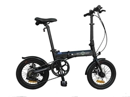 K+POP Bike ECOSMO 16" Lightweight Alloy Folding City Bike Bicycle, 6 SP, Dual Disc brakes - 16AF02BL