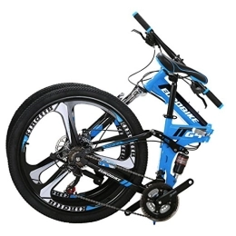 EUROBIKE Bike Eurobike JMC Folding Mountain Bike G4 26 Inches 21 Speed Dual Suspension Disc brake Adult Folding Bicycle Blue