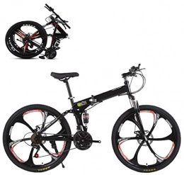 WLGQ Bike Foldable Mountain Bike 26 Inches, Bicycle Mountain Bike for Adults 21 Speed Shifter Accelerator with 6 Cutter Wheel