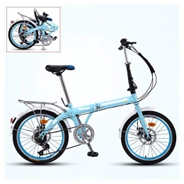 CHHD Bike Folding Adult Bicycle, 7-speed Ultra-light Portable Bicycle, 3-step Quick Folding, Double-disc Brake, Adjustable and Comfortable Saddle, 16 / 20 Inch 4 Colors