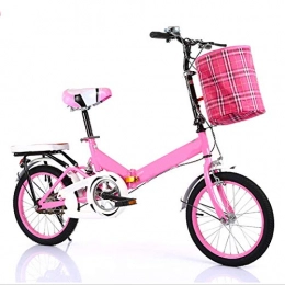 WLGQ Bike Folding Bicycle, Portable Adult 20 Inch Small Student Male Bicycle, Men And Women Mini Adult Bicycle (Color : Pink)