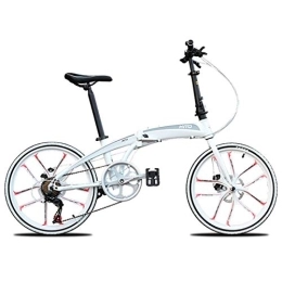 WJSW Folding Bike Folding Bike for Women Men Bicycles City Bike Bike with 22 Inches 10-Spoke Wheels Suspension Bicycle, White