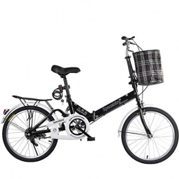 Hmvlw Bike Hmvlw mountain bikes 20-inch Portable Folding Bike Male Female Adult Lady City Commuter Outdoor Sport Bike with Basket, Black