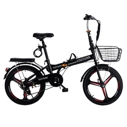 ITOSUI Folding Bike ITOSUI Adult Folding Bike, Foldable Bicycle with 6 Speed Gears High Carbon Steel City Folding Bike with Mudguard Rear Carrier Portable Bikes