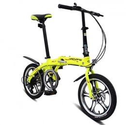 JI TA Bike JI TA 6 speed Folding Bikes For Adults Unisex Women Teens, bicycle Mens City Folding Pedals, lightweight, aluminum Alloy, comfort Saddle With Adjustable Handlebar & Seat / Yellow