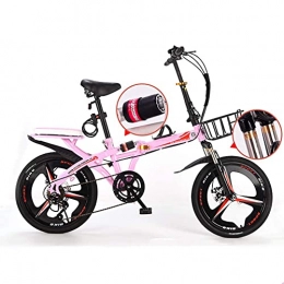 JYTFZD Bike JYTFZD WENHAO Adult Folding Bicycle Lightweight Unisex Men City Bike 19-inch Wheels Aluminium Frame Ladies Shopper Bike with Adjustable Handlebar & Seat, 6 speed, Disc brake (Color : Pink)