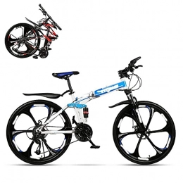 JYTFZD Bike JYTFZD WENHAO Folding Adult Bike, 26 Inch Dual Shock Absorption Off-road Racing, 21 / 24 / 27 / 30 Speed Optional, Lockable U-shaped Front Fork, 4 Colors, Including Gifts (Color : Blue)