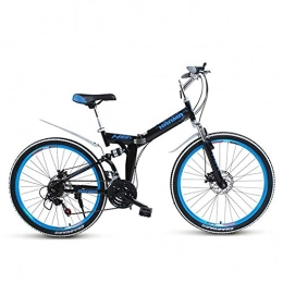 JYTFZD Bike JYTFZD WENHAO Folding Mountain Bikes for Men Adults Women Teens Ladies Unisex Alloy City Bicycle 27" with Adjustable Seat, comfort Saddle Lightweight Disc brakes (Color : Blackblue)