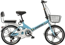 Kcolic Bike Kcolic Folding Bike, 20 Inch Light Aluminum Folding City Bike, Quick Folding System, Ultra-Light Portable Bike for Student Adults Blue, 20inch