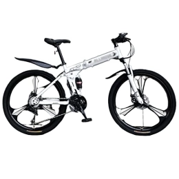 MIJIE Folding Bike MIJIE All-Terrain Folding Mountain Bike - Double Disc Brake Folding Mountain Bike, variable Speed Bicycle, Double Shock Effect and Ergonomic Cushion (white 26inch)