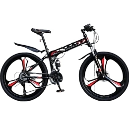 MIJIE Bike MIJIE Folding Bike Adults, Full Suspension High-Carbon Steel MTB Foldable Bicycle, Mens / Women Foldable Bike, Muti Colors (red 27.5inch)