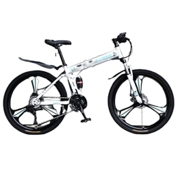 MIJIE Folding Bike MIJIE Folding Mountain Bike for Adventures - Off-Road, Smooth Variable Speed, Quick Assembly, Dual Disc Brakes, Double Shock Effect and Ergonomic Cushion (blue 27.5inch)