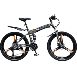 MIJIE Bike MIJIE Folding Mountain Bike for Adventures - Off-Road, Smooth Variable Speed, Quick Assembly, Dual Disc Brakes, Double Shock Effect and Ergonomic Cushion (orange 26inch)