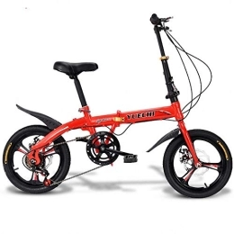 Mu Bike MU 14 inch Folding Bicycle Mini Ultralight Portable Variable Speed Disc Brake Adult Children Students Men and Women 16 Small Bicycles, Red, 14 Inches