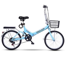 Mu Bike MU Folding Bicycle Women's Adult Ultralight Variable Speed Portable Light Mountain Bike Adult Male 20 inch Small Bicycle, Blue, 16 Inches