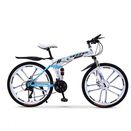 WJSW Folding Bike Unisex Bicycles Full Dual-Suspension Mountain Bike Featuring Steel Frame and 26-Inch Wheels with Mechanical Disc Brakes 24-Speed Drivetrain in Multiple Colors