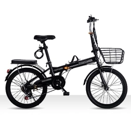 WOLWES Folding Bike WOLWES Folding Mountain Bike, Adult Folding Bike, 6 Speed High Carbon Steel Mountain Bicycle Easy Folding City Bicycle Height Adjustable for Men Women A, 20in