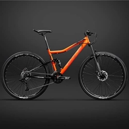  Bike 26 Inch Bicycle Frame Full Suspension Mountain Bike, Double Shock Absorption Bicycle Mechanical Disc Brakes Frame (Orange 30 Speeds)