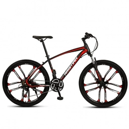 AZXV Bike Adult Mountain Bike Full Suspension Dual Disc Brakes Mountain Bike 26-Inch Wheels，21 / 24 / 27 Speed Drivetrain，Rigid Hardtail，Hydraulic Disc Brakes，Adjustable Seat，Mul black red-24