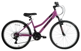 Ammaco Bike Ammaco Violet 24" Wheel Kids Girls Mountain Bike 21 Speed Gears Front Suspension Forks 14" Frame Purple / Black Age 8+