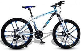 HUAQINEI Bike HUAQINEI Mountain Bikes, 24 inch mountain bike adult men and women variable speed transportation bicycle ten wheels Alloy frame with Disc Brakes (Color : White blue, Size : 30 speed)