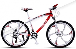 HUAQINEI Mountain Bike HUAQINEI Mountain Bikes, 24 inch mountain bike adult variable speed shock absorber bicycle dual disc brake six blade wheel bicycle Alloy frame with Disc Brakes (Color : White Red, Size : 21 speed)